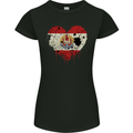 Love Flag French Polynesia Football Womens Petite Cut T-Shirt Black