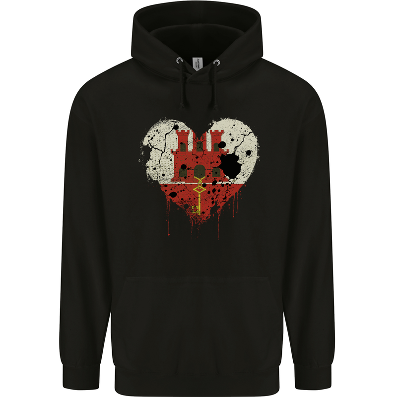Love Flag Gibraltar Football Childrens Kids Hoodie Black