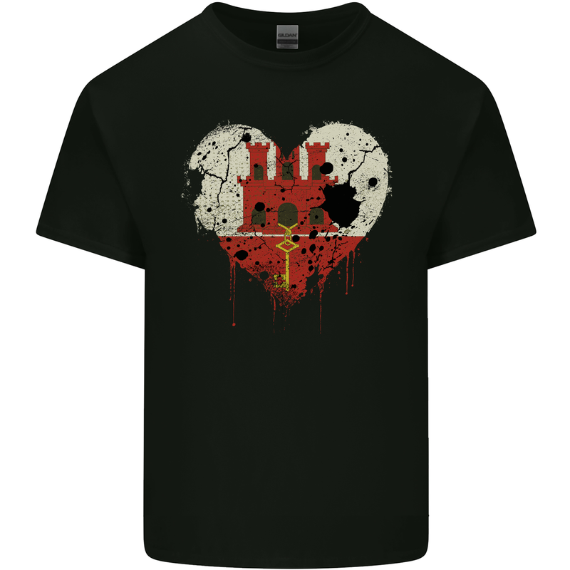 Love Flag Gibraltar Football Kids T-Shirt Childrens Black