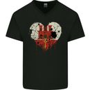 Love Flag Gibraltar Football Mens V-Neck Cotton T-Shirt Black