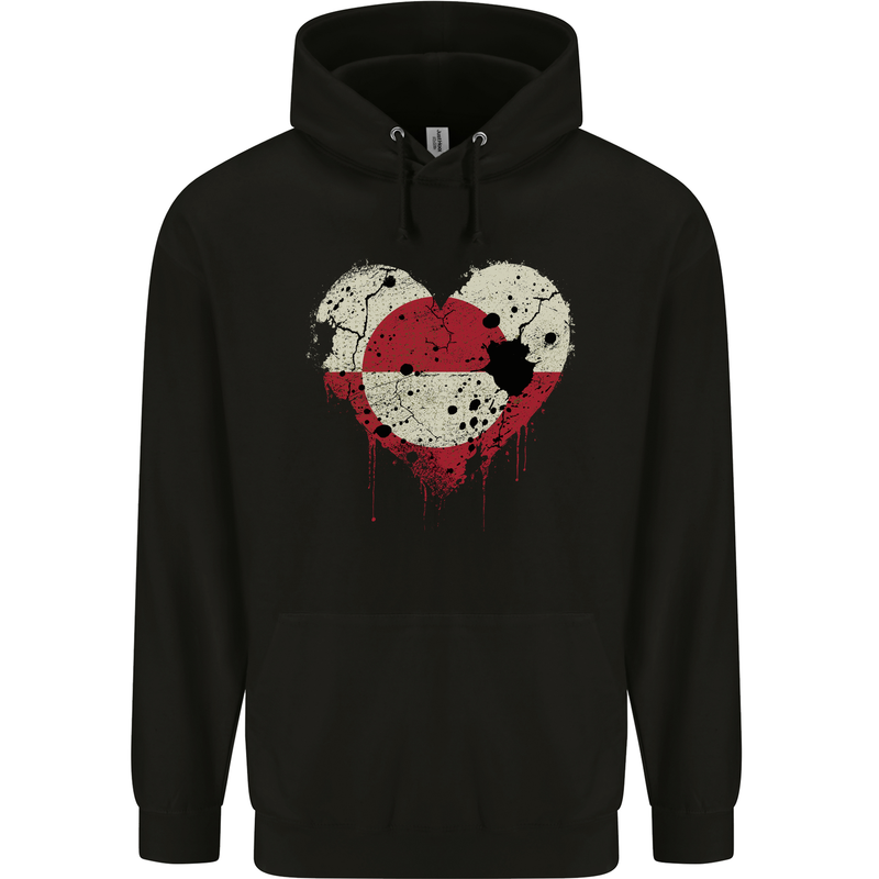 Love Flag Greenland Football Mens 80% Cotton Hoodie Black