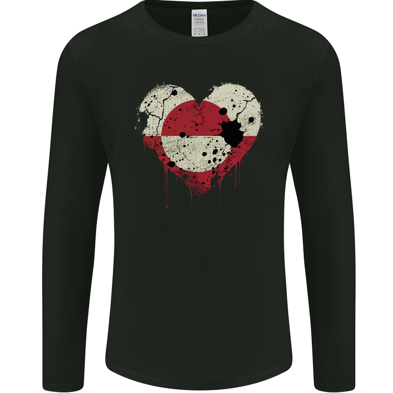Love Flag Greenland Football Mens Long Sleeve T-Shirt Black
