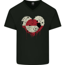 Love Flag Greenland Football Mens V-Neck Cotton T-Shirt Black