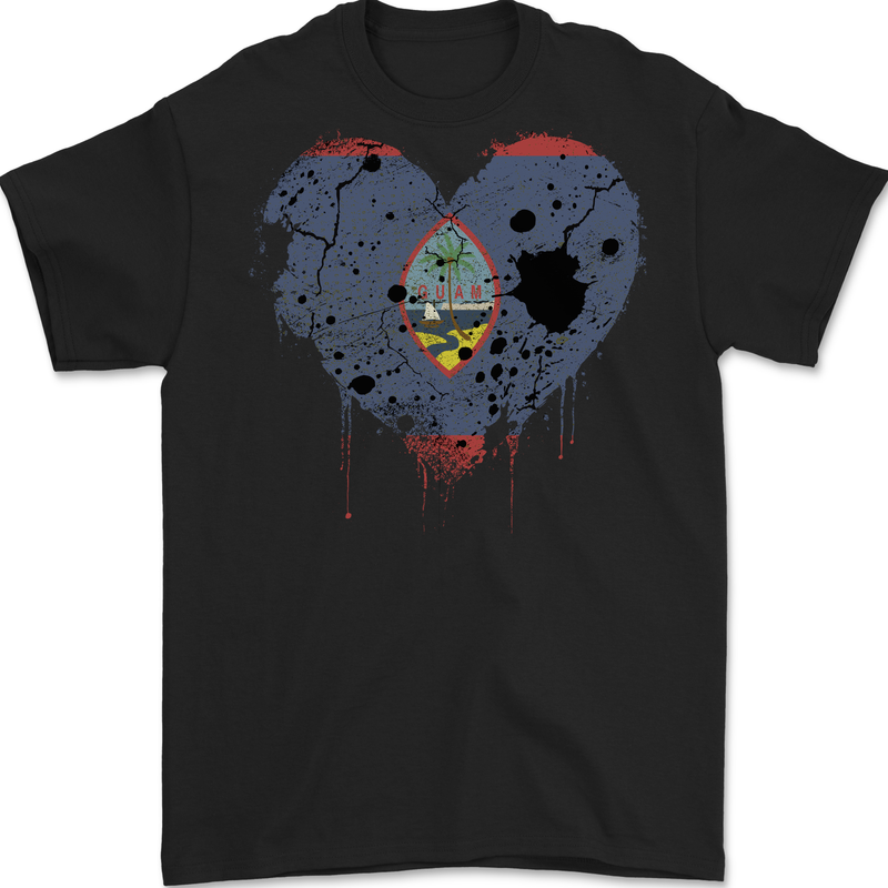 Love Flag Guam Football Mens Gildan Cotton T-Shirt Black