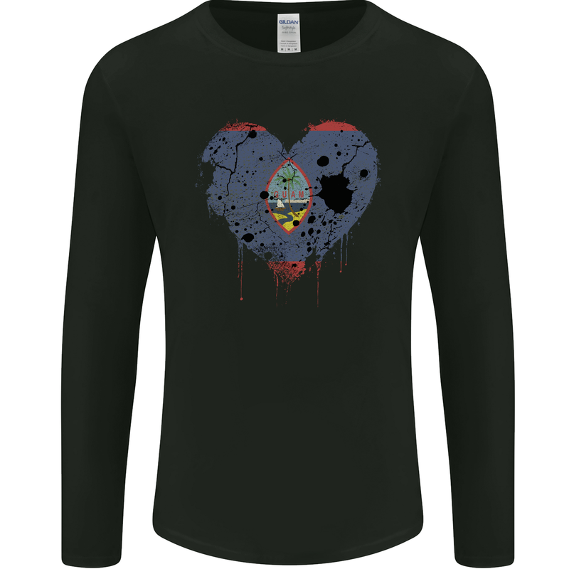 Love Flag Guam Football Mens Long Sleeve T-Shirt Black