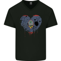 Love Flag Guam Football Mens V-Neck Cotton T-Shirt Black