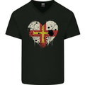 Love Flag Guernsey Football Mens V-Neck Cotton T-Shirt Black
