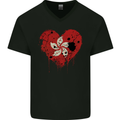 Love Flag Hong Kong Football Mens V-Neck Cotton T-Shirt Black