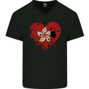 Love Flag Hong Kong Football Mens V-Neck Cotton T-Shirt Black