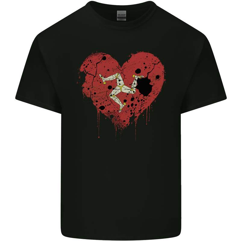 Love Flag Isle of Man Football Mens Cotton T-Shirt Tee Top Black