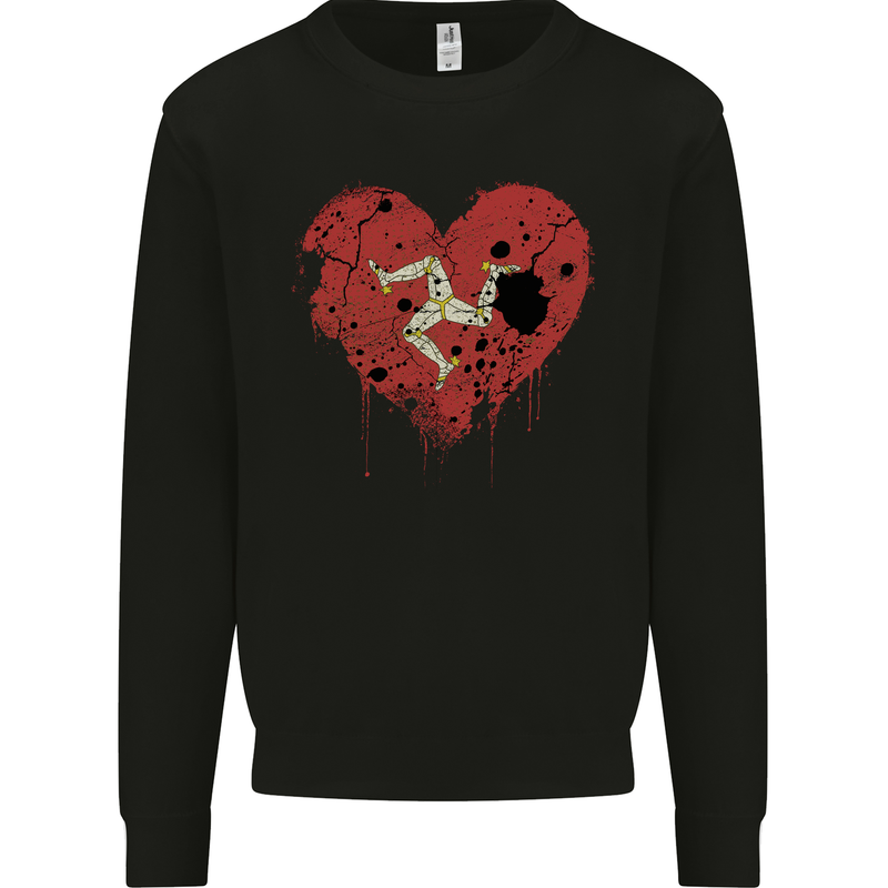 Love Flag Isle of Man Football Mens Sweatshirt Jumper Black