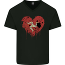 Love Flag Isle of Man Football Mens V-Neck Cotton T-Shirt Black