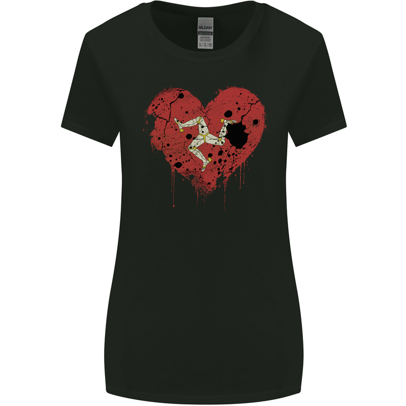 Love Flag Isle of Man Football Womens Wider Cut T-Shirt Black
