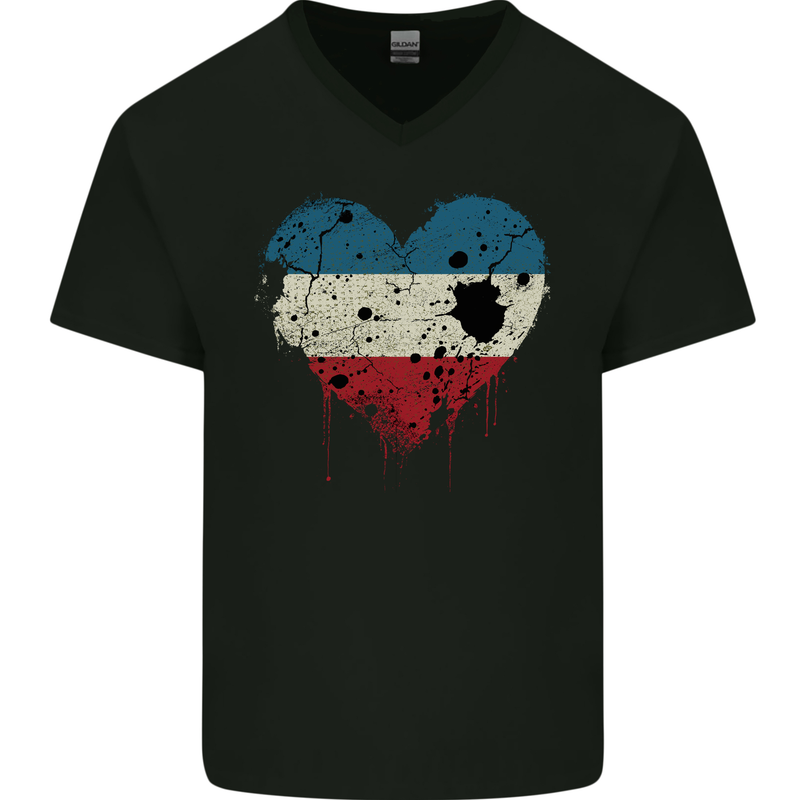 Love Flag Los Altos Football Mens V-Neck Cotton T-Shirt Black