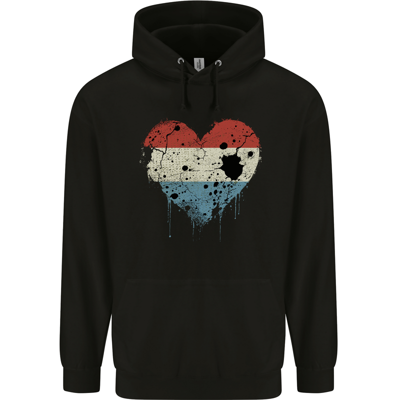Love Flag Luxembourg Football Childrens Kids Hoodie Black