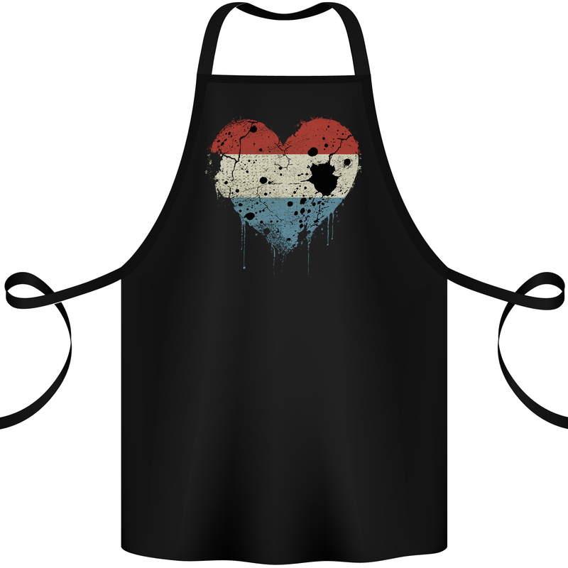 Love Flag Luxembourg Football Cotton Apron 100% Organic Black