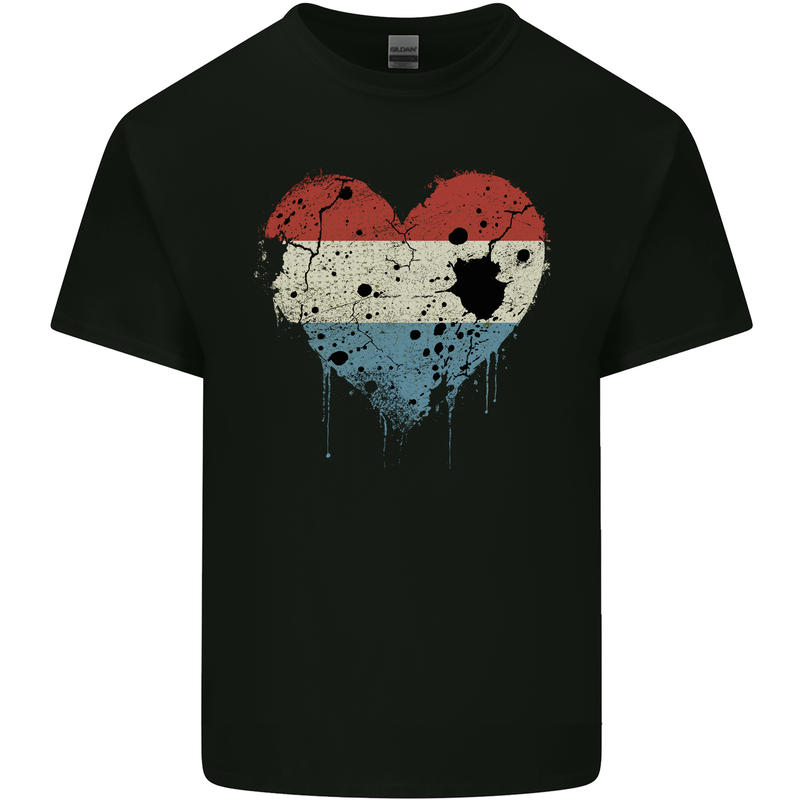 Love Flag Luxembourg Football Mens Cotton T-Shirt Tee Top Black