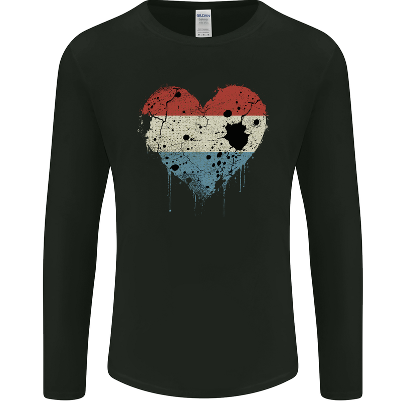 Love Flag Luxembourg Football Mens Long Sleeve T-Shirt Black