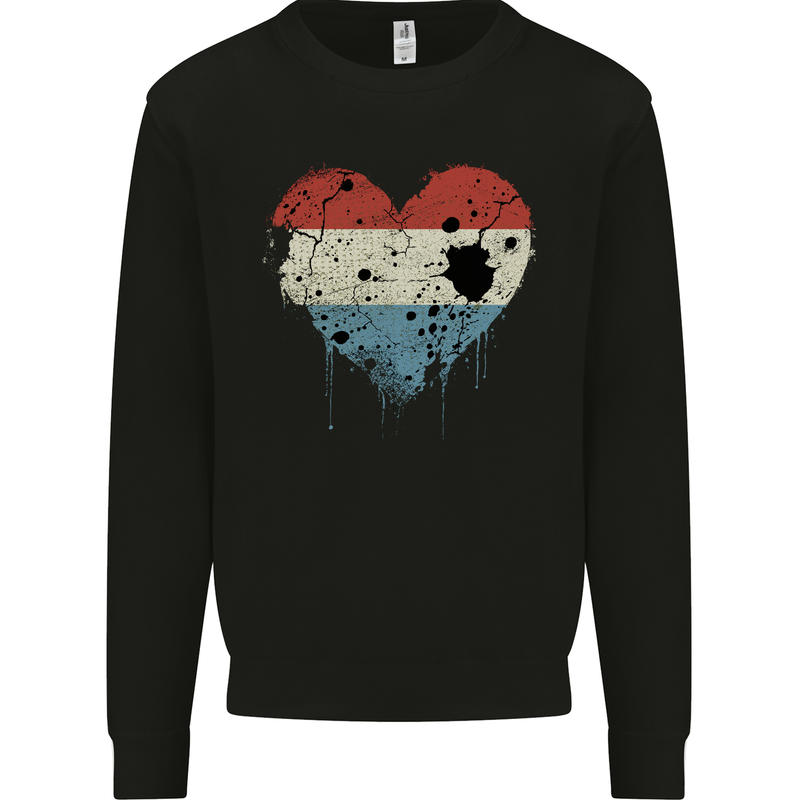 Love Flag Luxembourg Football Mens Sweatshirt Jumper Black