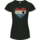 Love Flag Luxembourg Football Womens Petite Cut T-Shirt Black