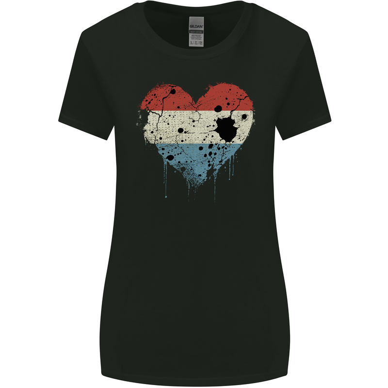 Love Flag Luxembourg Football Womens Wider Cut T-Shirt Black