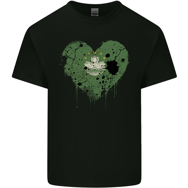 Love Flag Macau Football Mens Cotton T-Shirt Tee Top Black