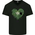 Love Flag Macau Football Mens V-Neck Cotton T-Shirt Black