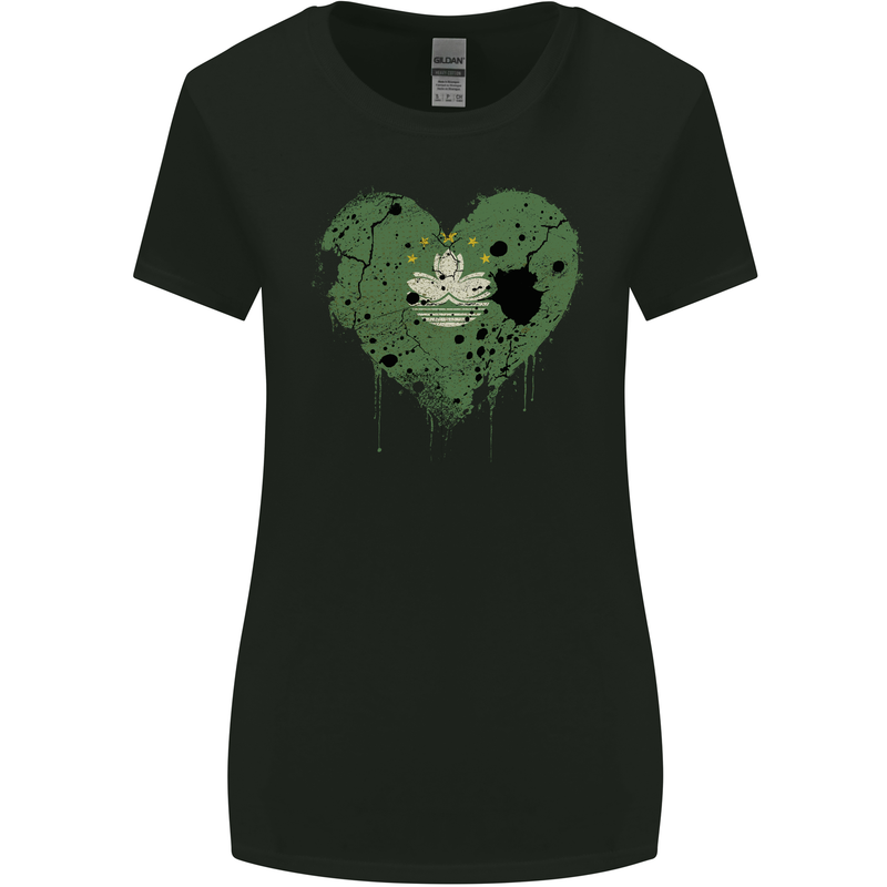 Love Flag Macau Football Womens Wider Cut T-Shirt Black
