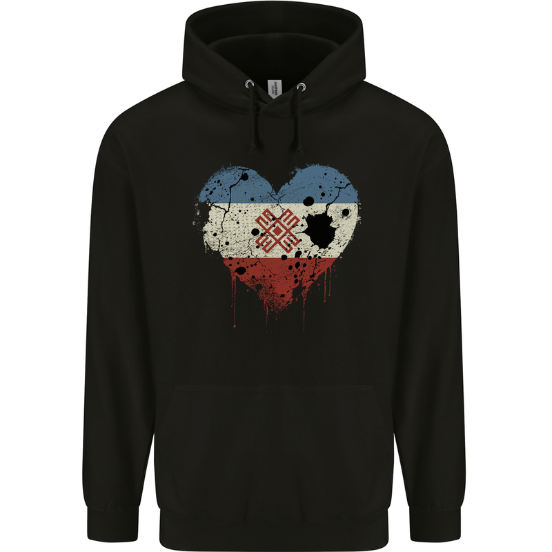 Love Flag Mari El Football Childrens Kids Hoodie Black