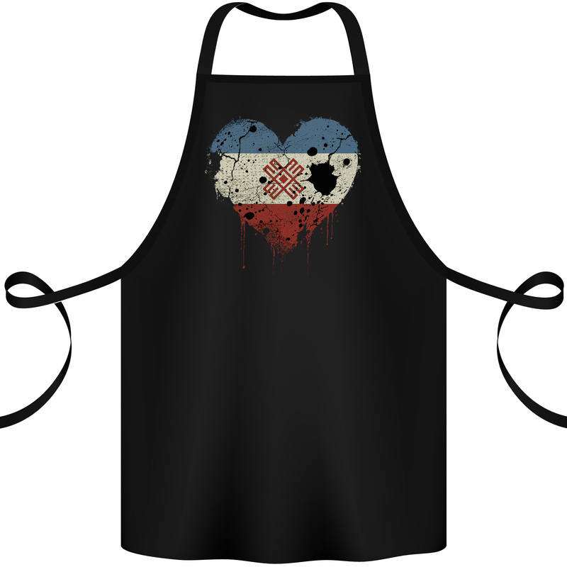 Love Flag Mari El Football Cotton Apron 100% Organic Black