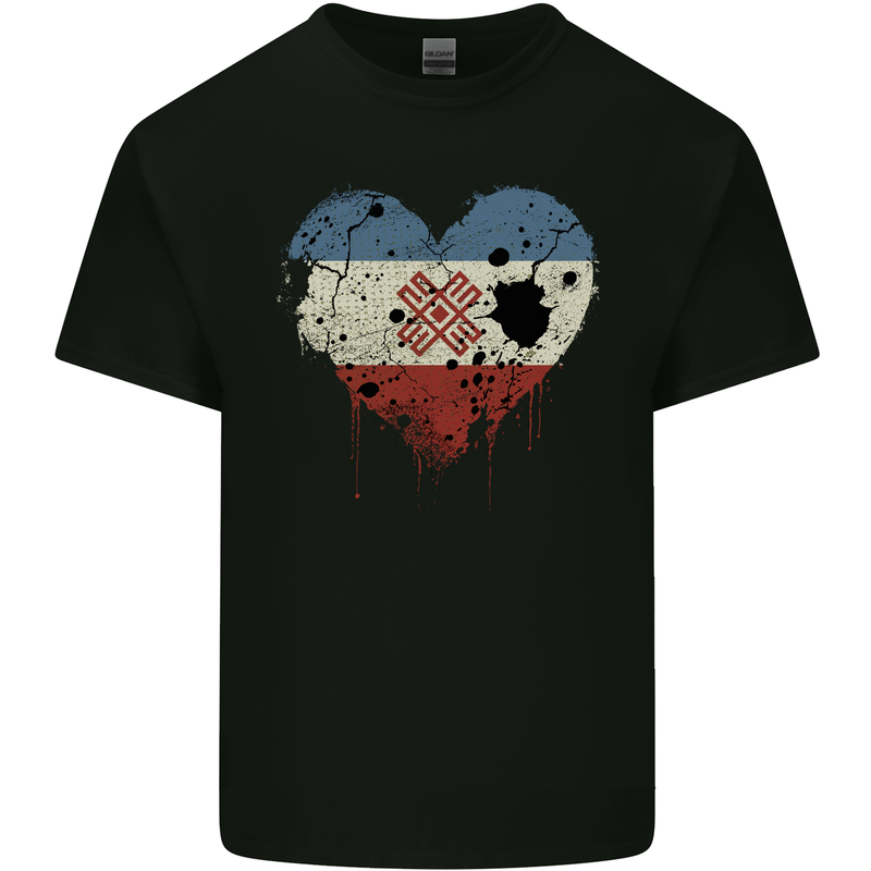 Love Flag Mari El Football Mens Cotton T-Shirt Tee Top Black