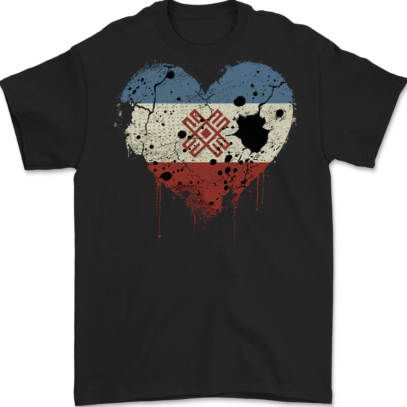 Love Flag Mari El Football Mens Gildan Cotton T-Shirt Black