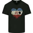 Love Flag Mari El Football Mens V-Neck Cotton T-Shirt Black