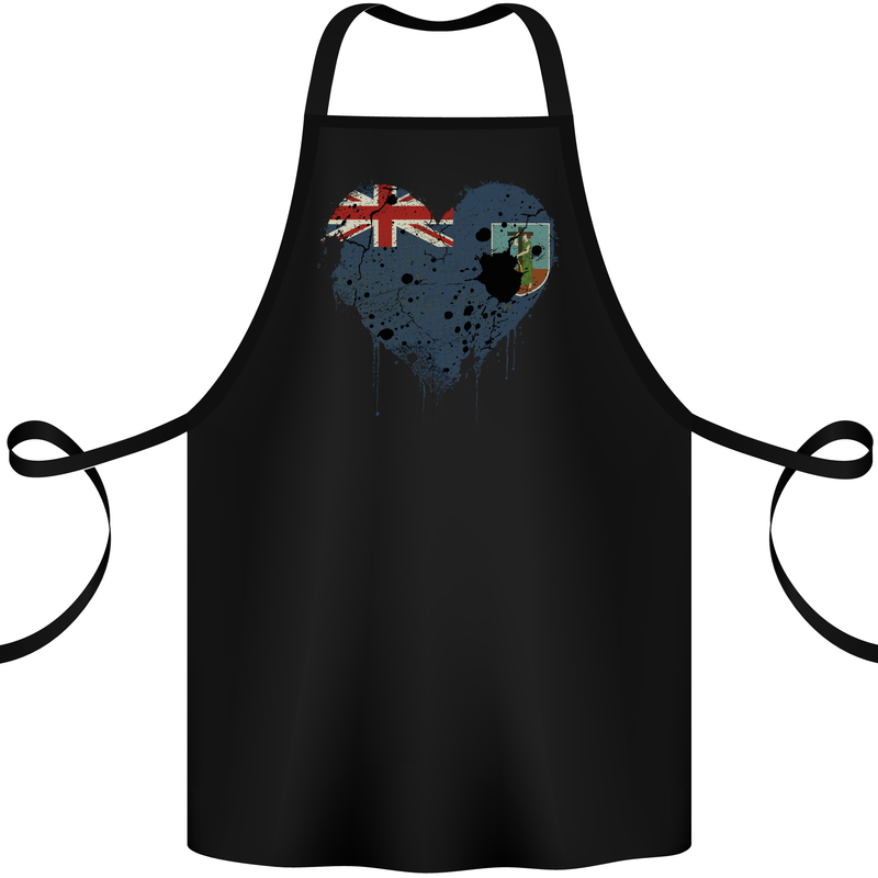 Love Flag Montserrat Football Cotton Apron 100% Organic Black