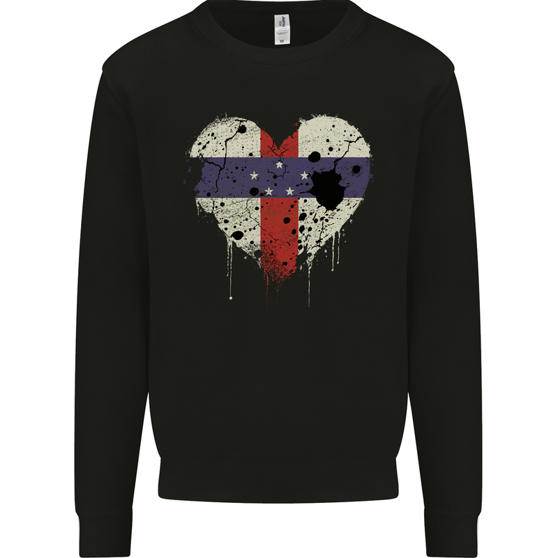 Love Flag Netherlands Antilles Football Mens Sweatshirt Jumper Black