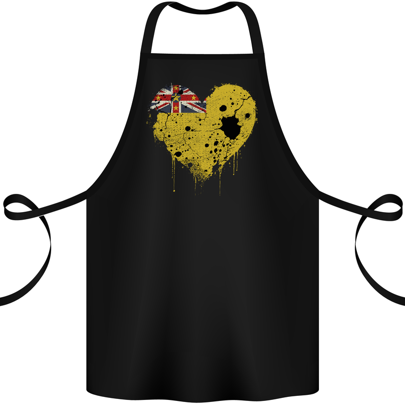 Love Flag Niue Football Cotton Apron 100% Organic Black
