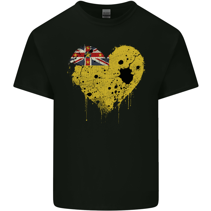 Love Flag Niue Football Mens Cotton T-Shirt Tee Top Black