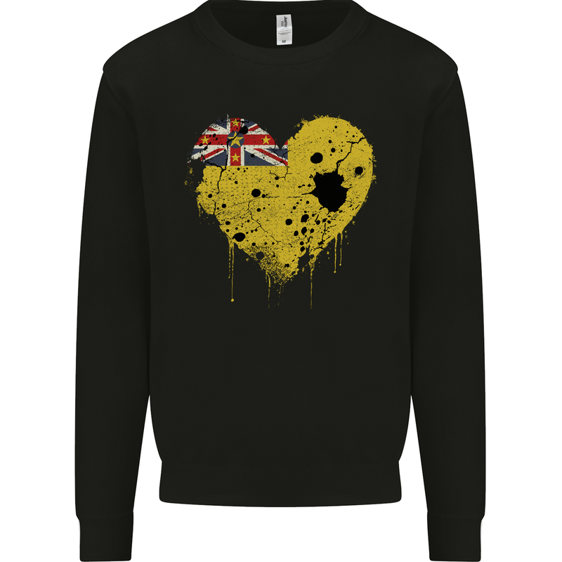 Love Flag Niue Football Mens Sweatshirt Jumper Black