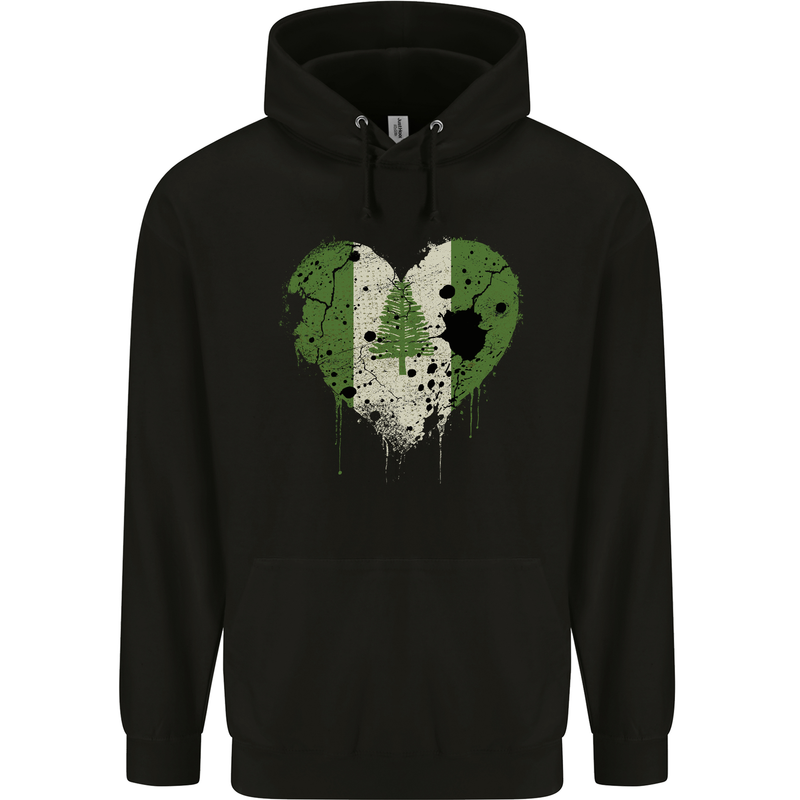 Love Flag Norfolk Island Football Childrens Kids Hoodie Black