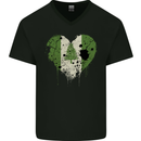 Love Flag Norfolk Island Football Mens V-Neck Cotton T-Shirt Black