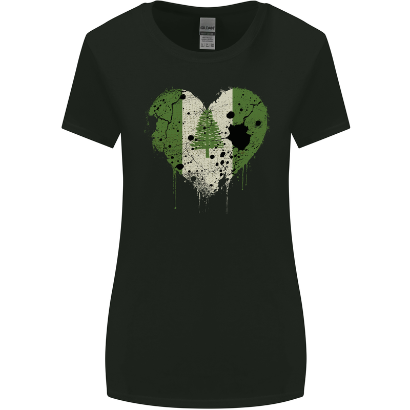 Love Flag Norfolk Island Football Womens Wider Cut T-Shirt Black