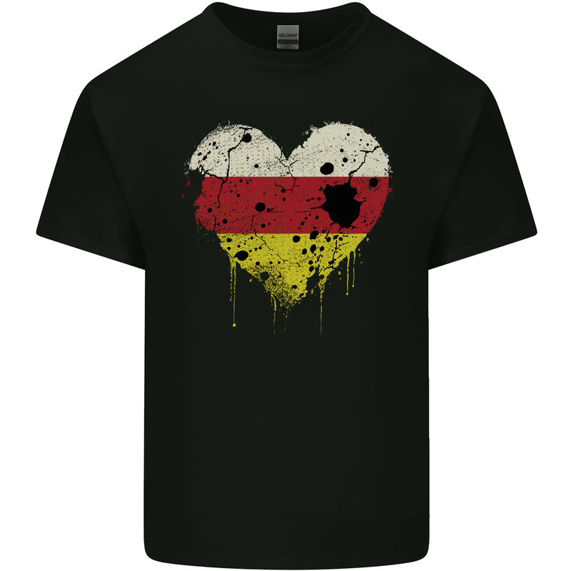 Love Flag North Ossetia Football Mens Cotton T-Shirt Tee Top Black