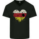 Love Flag North Ossetia Football Mens V-Neck Cotton T-Shirt Black