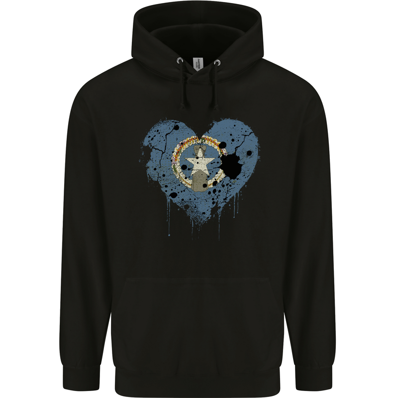 Love Flag Northern Mariana Islands Football Childrens Kids Hoodie Black