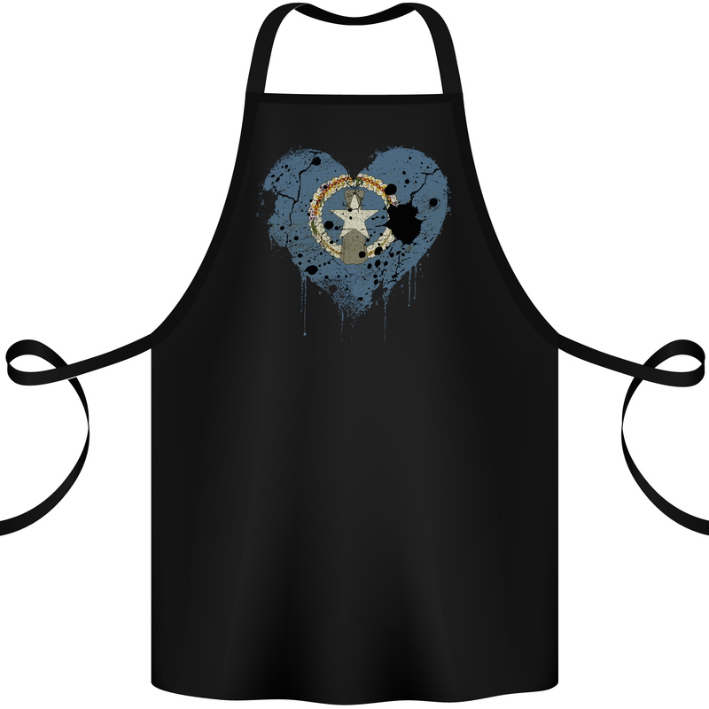 Love Flag Northern Mariana Islands Football Cotton Apron 100% Organic Black