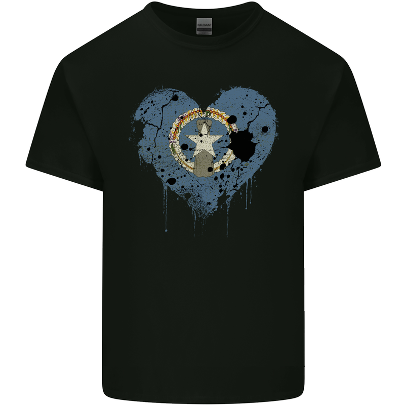 Love Flag Northern Mariana Islands Football Mens Cotton T-Shirt Tee Top Black
