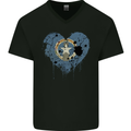 Love Flag Northern Mariana Islands Football Mens V-Neck Cotton T-Shirt Black