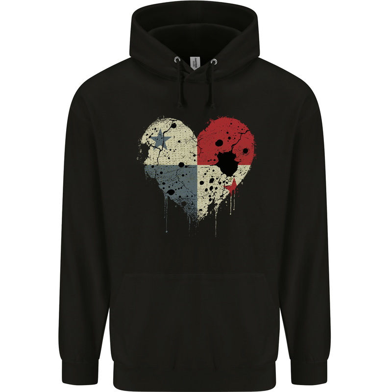 Love Flag Panama Football Childrens Kids Hoodie Black