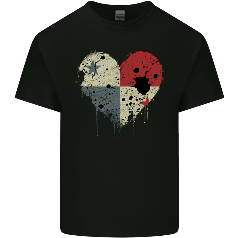 Love Flag Panama Football Mens Cotton T-Shirt Tee Top Black