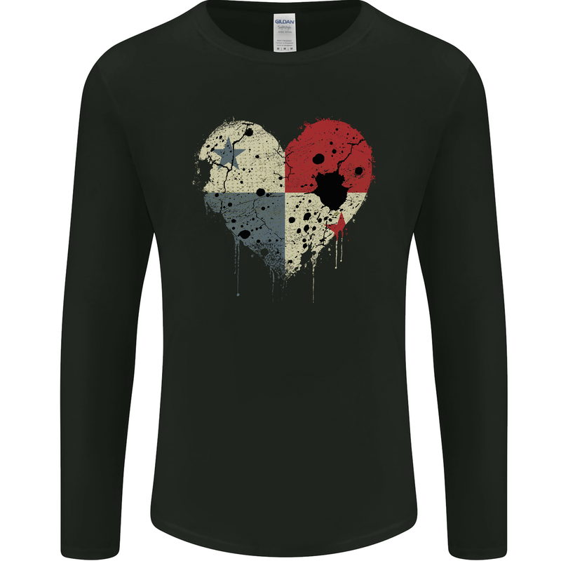 Love Flag Panama Football Mens Long Sleeve T-Shirt Black